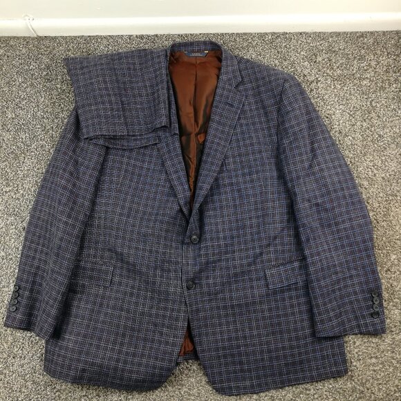 Brooks Brothers Other - Brooks Brothers Custom Tailored Wool Silk Linen Blue Plaid 46R 42x26.5